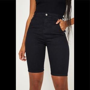 Long black jean shorts